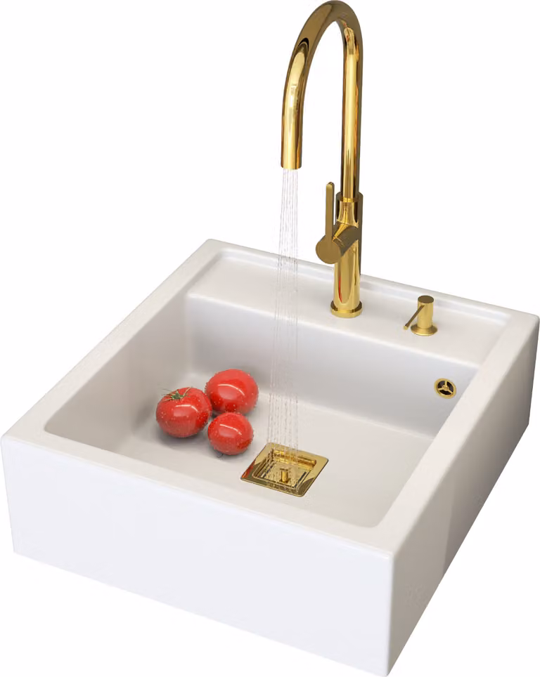 Granitan - Lavello in granito - Lavello da cucina - Bianco - con rubinetto e dispenser per sapone - Lavello