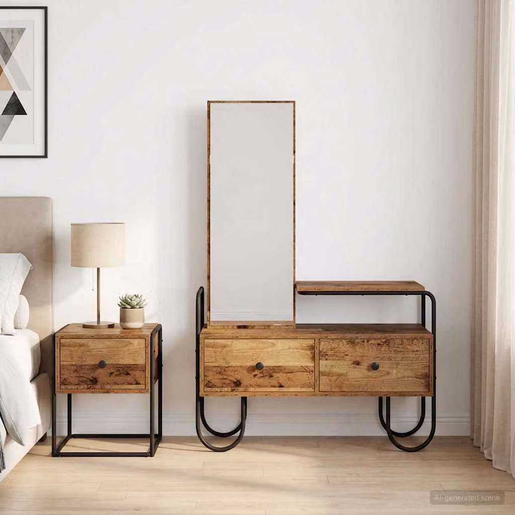 vidaXL Tavolo da Trucco Moderno in Legno e Metallo, Colore Marrone
