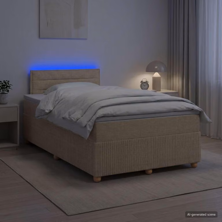 Maison Exclusive - Letto boxspring con materasso Crema 120 x 200 cm Tessuto