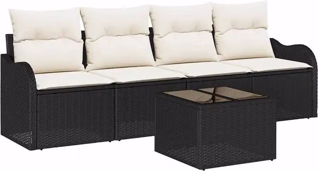 Set Divano da Giardino | Set Salotto da Giardino Nero polyrattan