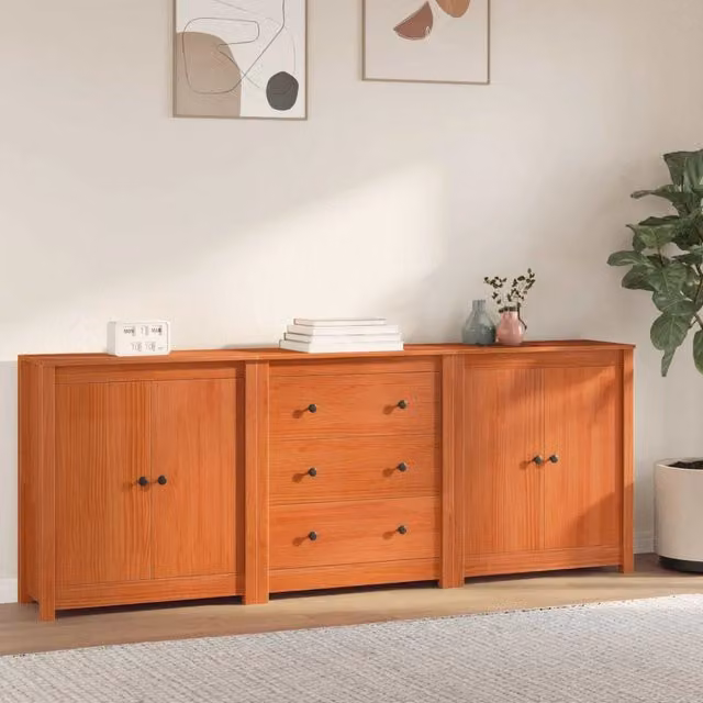 Credenza 3 pz Marrone Cera 210 x 35 x 80 cm 3424977