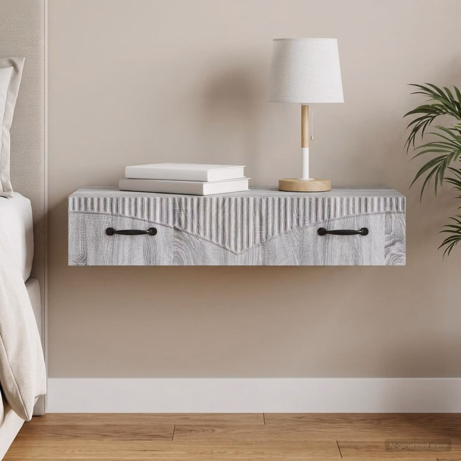 vidaXL Tavolino da Parete Laterale Moderno Grigio Sonoma L 87,5 x P 34,5 x H 17 cm