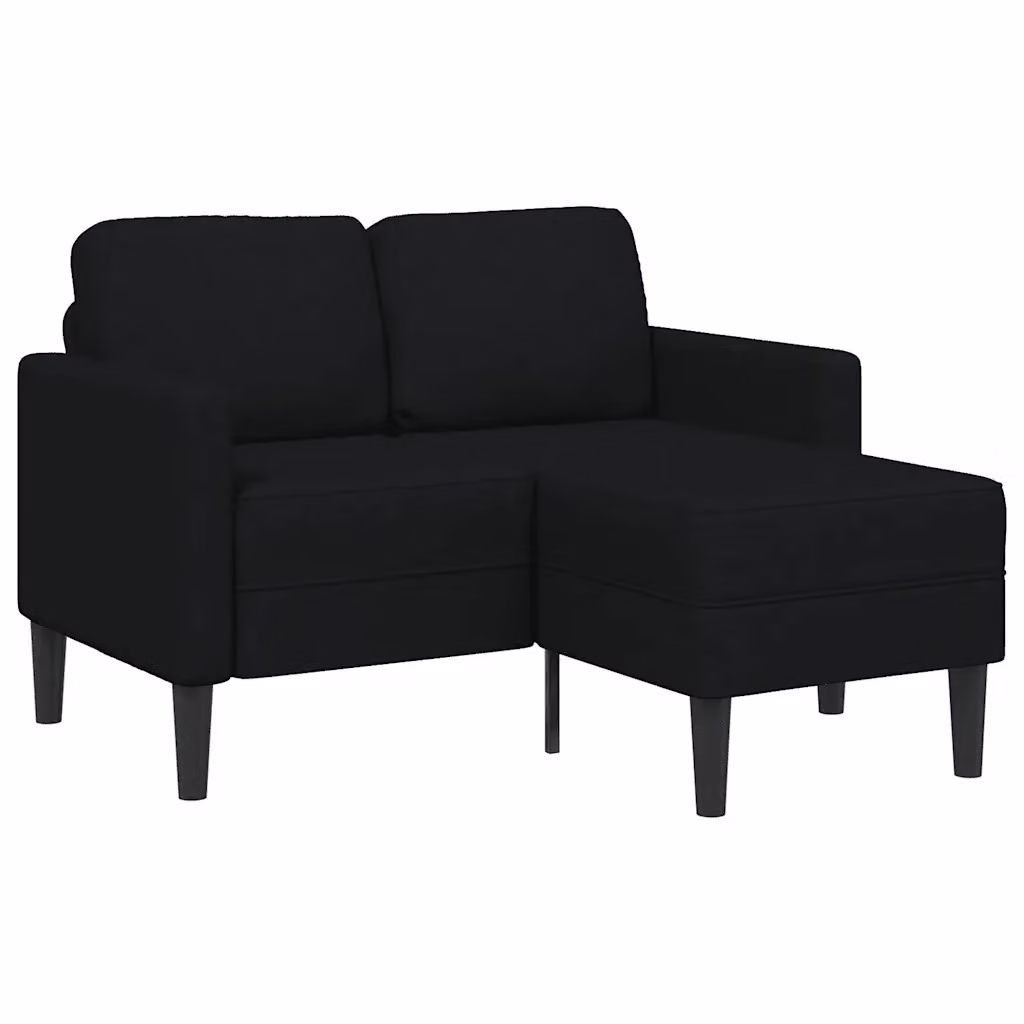 vidaXL Divano 2 Posti con Chaise longue a L Nera 125 cm in Tessuto