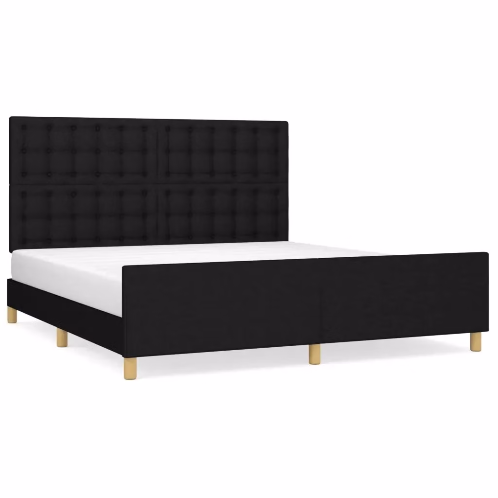 vidaXL Giroletto senza Materasso Nero in Tessuto L/P/H: 160 x 200 x 128 cm – 2