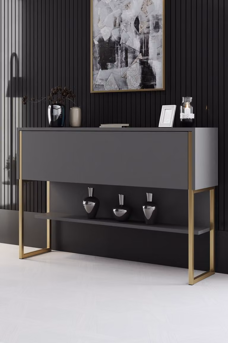 Skye Decor, Luxe - Oro, Antracite, Kommoden, Oro, 120 x 80 x 30 cm