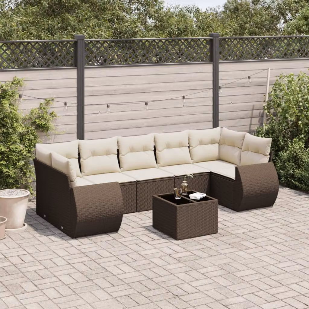 Maison Exclusive - Set Divani da Giardino 8 pz con Cuscini Marrone in Polyrattan