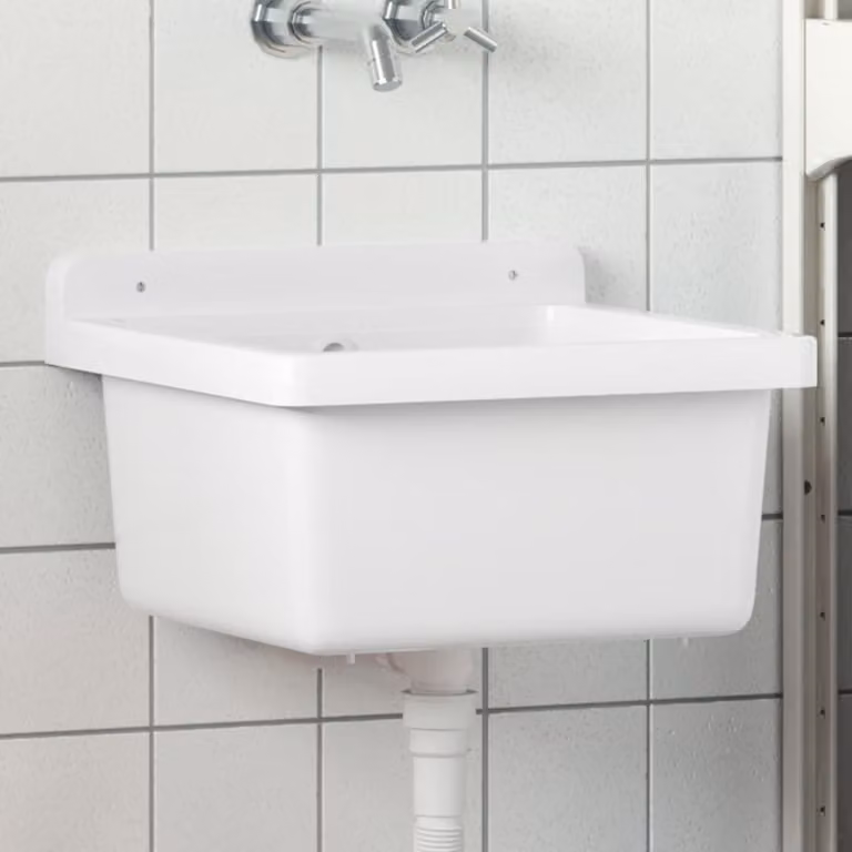 Lavabo a parete vidaXL in resina bianco L 40 cm x P 40 cm x H 24 cm