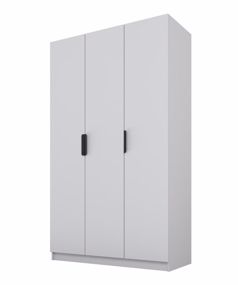 PAWS MOBEL Armadio grigio inclinabile 120x52x200 cm, armadio a tre ante aperto senza specchio, con ripiani e appendini