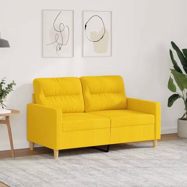Divano moderno vidaXL in tessuto giallo con struttura in metallo per il tuo soggiorno L: 138 cm, P: 77 cm, H: 80 cm