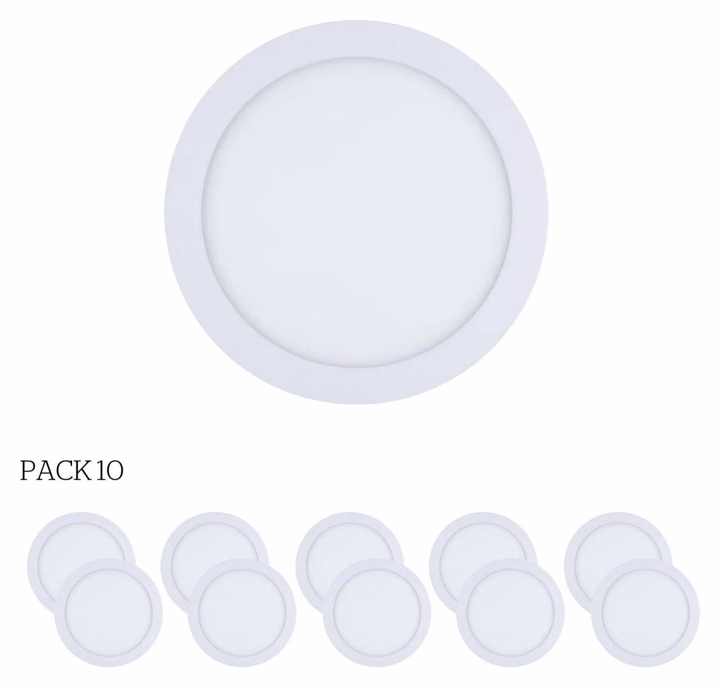 Easy Circular: 10 faretti a LED integrati, temperatura di colore 6000K, per illuminazione direzionale, con interruttore on/off, diametro 30 cm, colore bianco