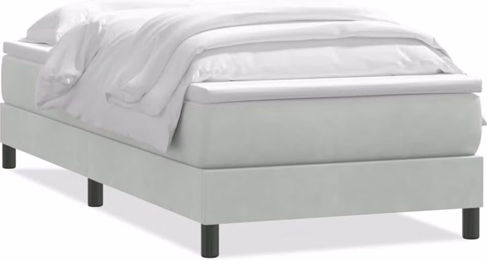 Giroletto a Molle con Materasso Grigio Chiaro 80x210 cm Velluto
