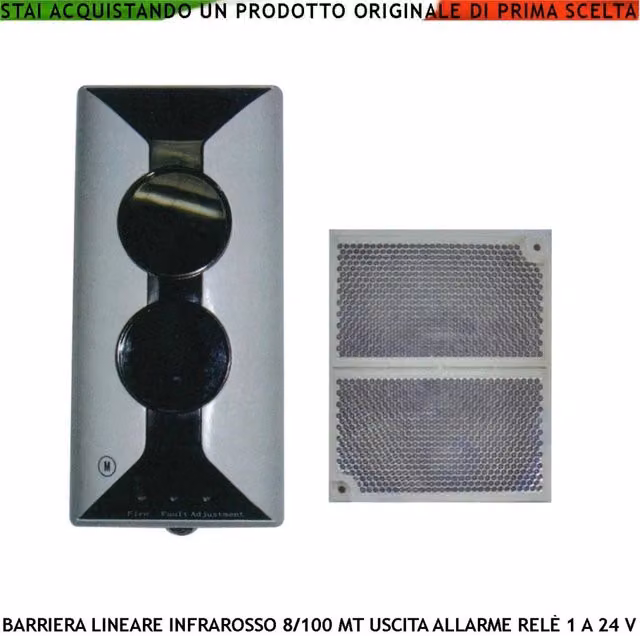 Rilevatore lineare di fumo Securvera a riflessione luce infrarossa con uscita relè, alimentazione 12/24 V, montaggio a parete in plastica