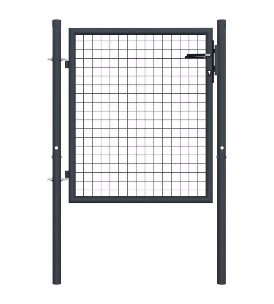 vidaXL Cancello a Battente in Acciaio Zincato Grigio Antracite L: 100 cm, H: 75 cm – 2