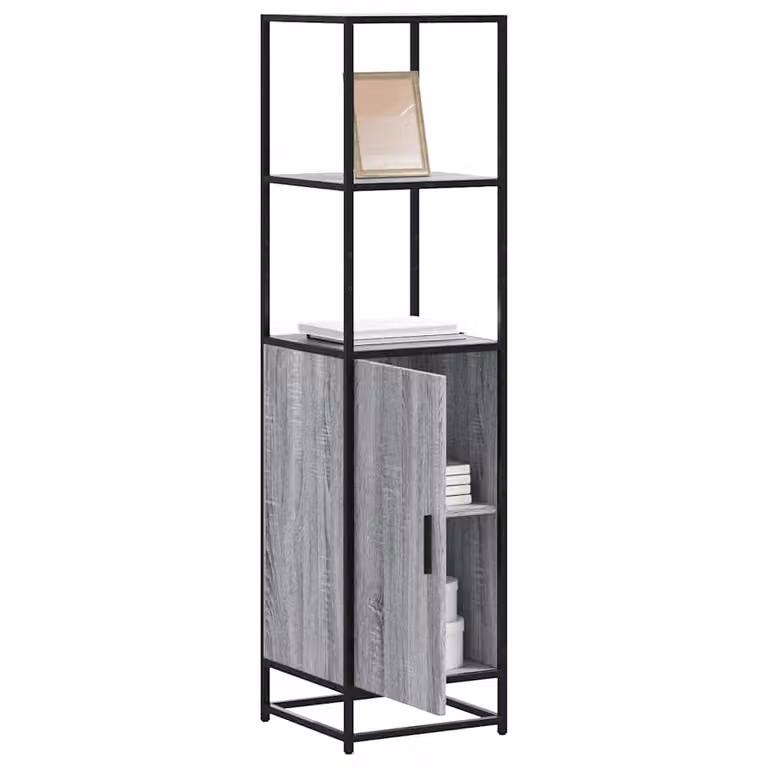 Credenza a parete vidaXL in stile industriale, Grigio Sonoma, Legno e Metallo, L/P/H: 35,5 x 35,0 x 139,0 cm