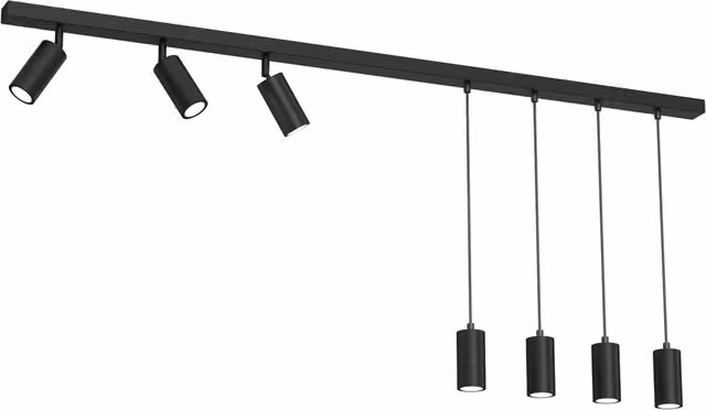 Barra 150cm nera opaca 7 spot GU10 metallo Luminex