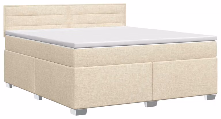 Letto a molle con materasso crema 180 x 200 cm in tessuto