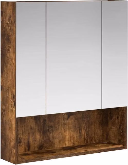 Mobiletto per specchio da bagno DESIGN IN in rovere fumè con ante a battente e ripiani interni, L: 60 cm, P: 14.5 cm, H: 70 cm