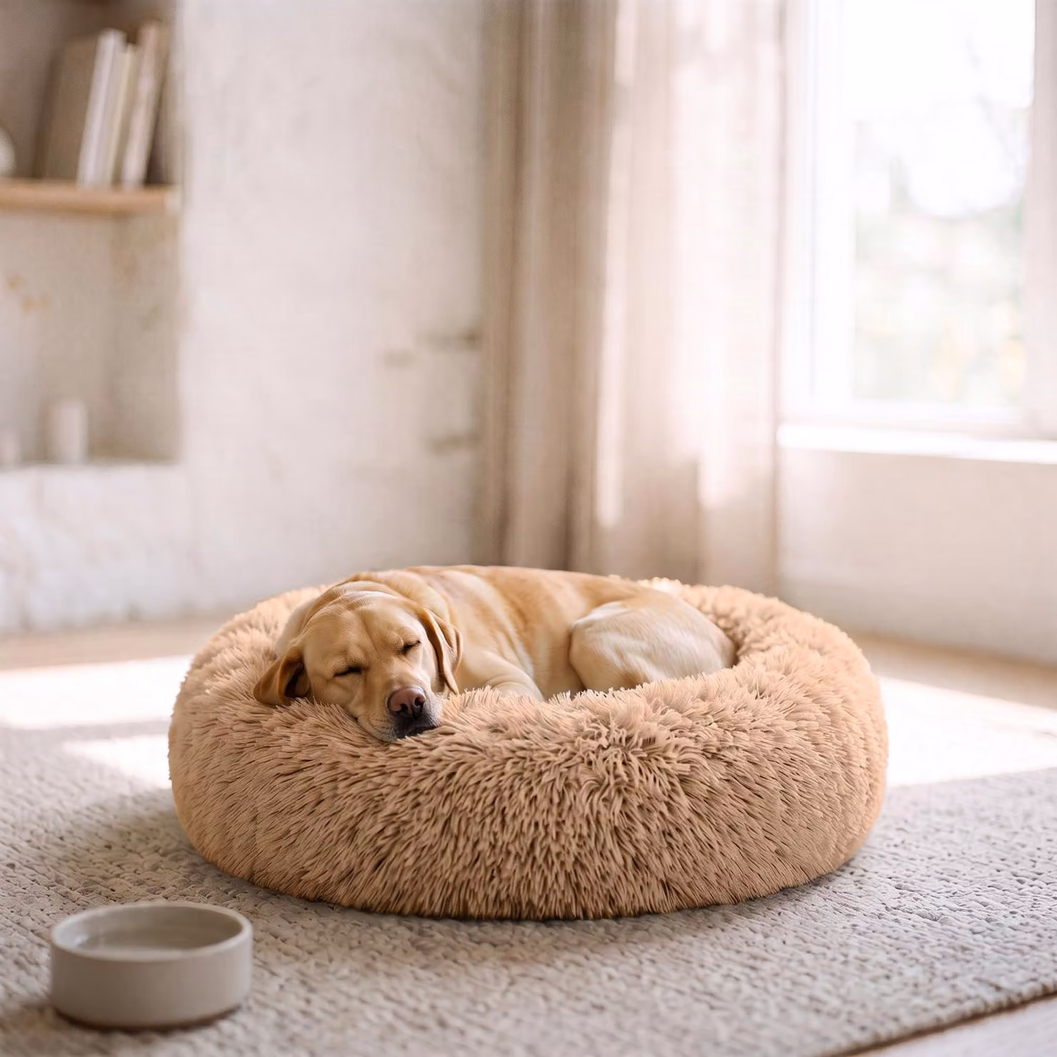 Cuccia per cani Dreams, rotonda, 70x70 cm, color vaniglia, in poliestere