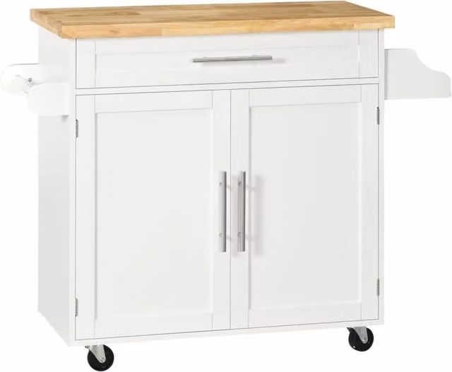 Carrello da cucina con ripiani ¨C Minimal ¨C Bianco 109x40x89