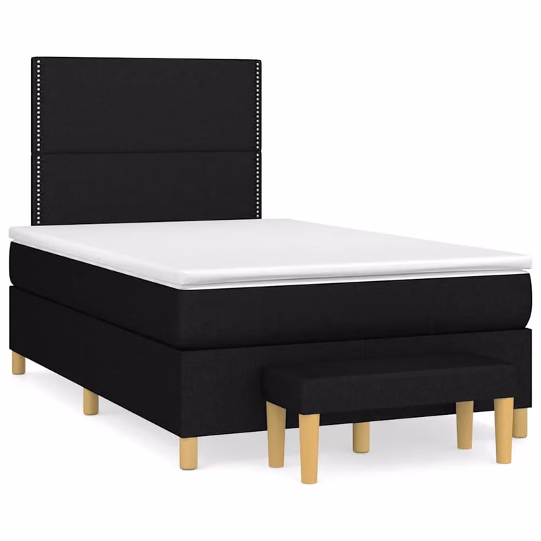 vidaXL Giroletto a Molle con Materasso Ibrido in Tessuto Nero e Bianco L/P/H: 120 x 200 x 123 cm
