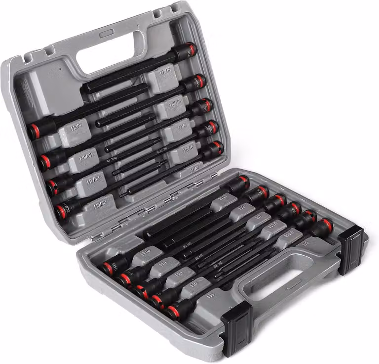 Set di chiavi a bussola da 20 pezzi, esagonali interne da 3/8 di pollice, in acciaio S2, lunghezza 150 mm, per auto