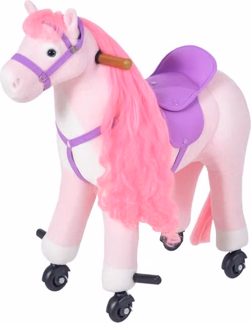 Cavallo a Dondolo XYLO con Rotelle e Suoni Rosa, L/P/H: 65 x 28 x 75 cm