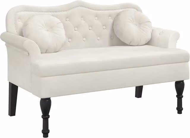 Panca con Cuscini Crema 120,5x65x75 cm in Velluto CFW6689321