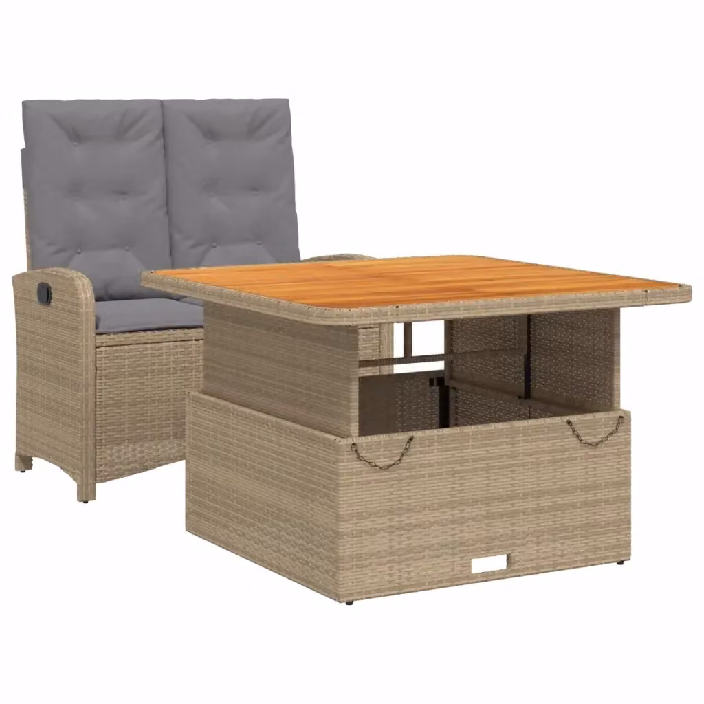 Set da pranzo da giardino vidaXL in legno di acacia oliato con cuscini beige e grigi – 2