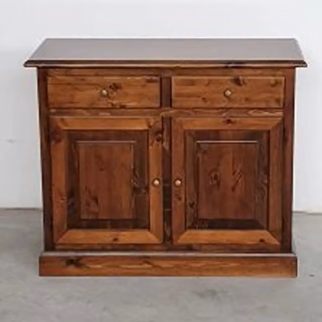 Credenza madia buffet in legno di pino massiccio arte povera 2 ante in variate colorazioni