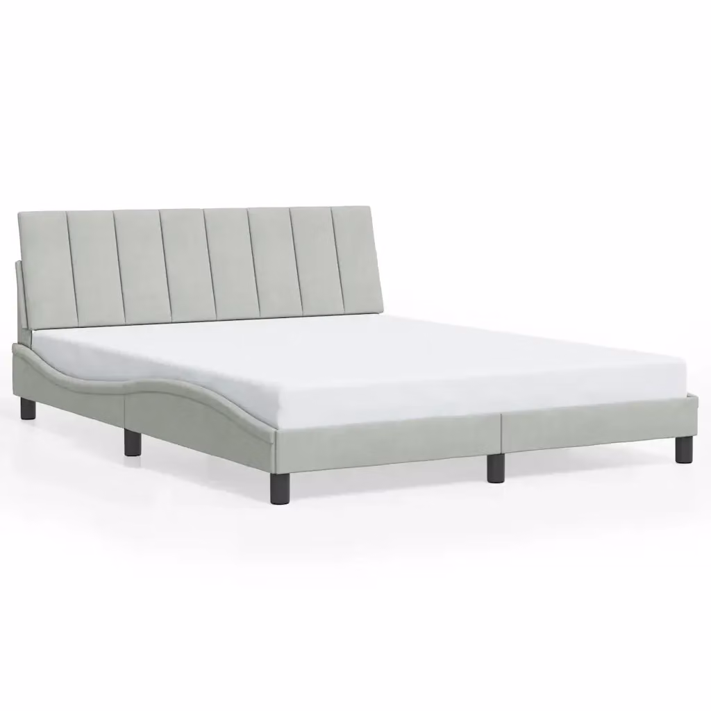 Letto Hanko vidaXL in Velluto Grigio con Illuminazione Integrata e Pannello Imbottito L/P/H: 160 x 200 cm – 2
