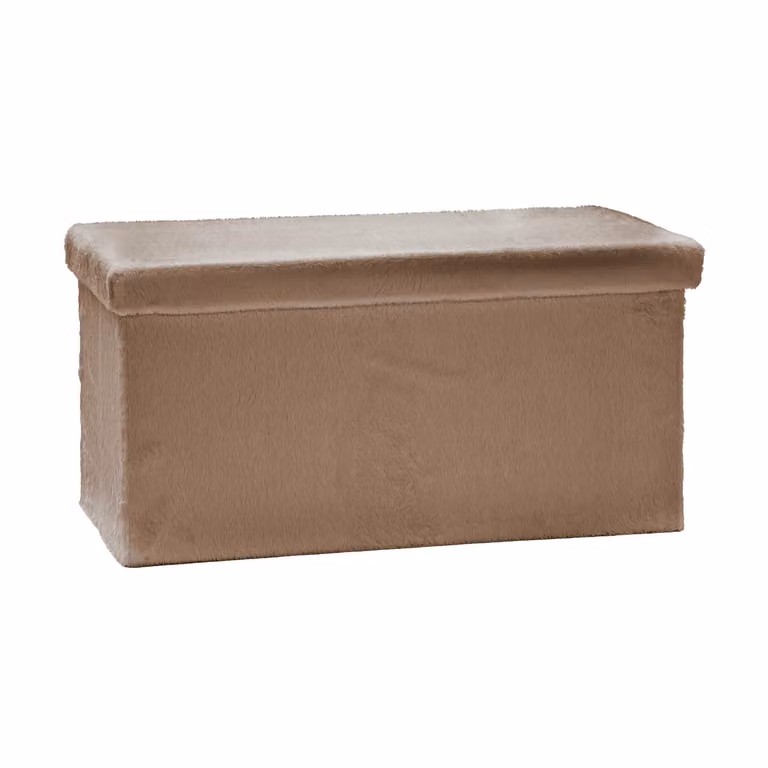 VESTIAMO CASA Pouf Contenitore in Pelliccia Sintetica Beige H: 38 cm, L: 76 cm, P: 38 cm