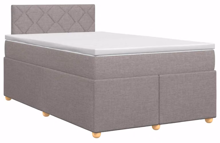Letto a molle con materasso Taupe 120 x 200 cm in tessuto