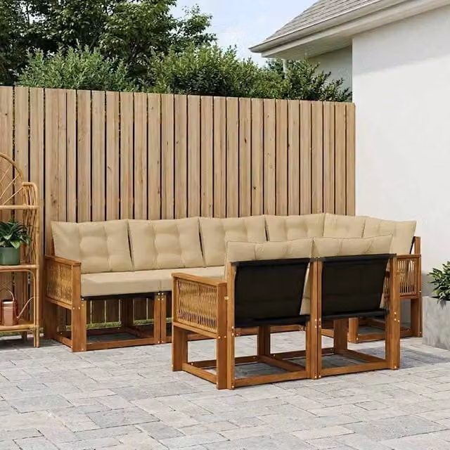 Set di divani da esterno 7 pz Naturale e Beige 3382021
