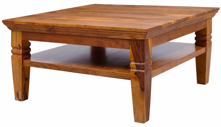 MASSIVMOEBEL24 | tavolino da salotto in legno di Acacia 85x85x45 miele dorato laccato OXFORD #0316