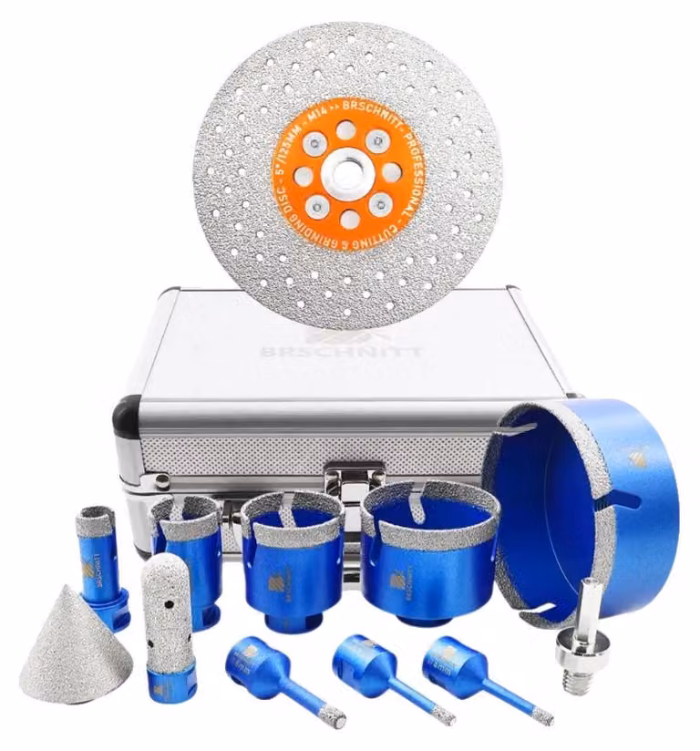 Set di punte da trapano a tazza, 12 pezzi, composto da frese diamantate e frese smussatrici, con 12 inserti filettati M14