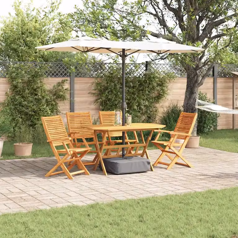 Set da pranzo per giardino e terrazzo vidaXL in legno di acacia marrone, 5 pezzi