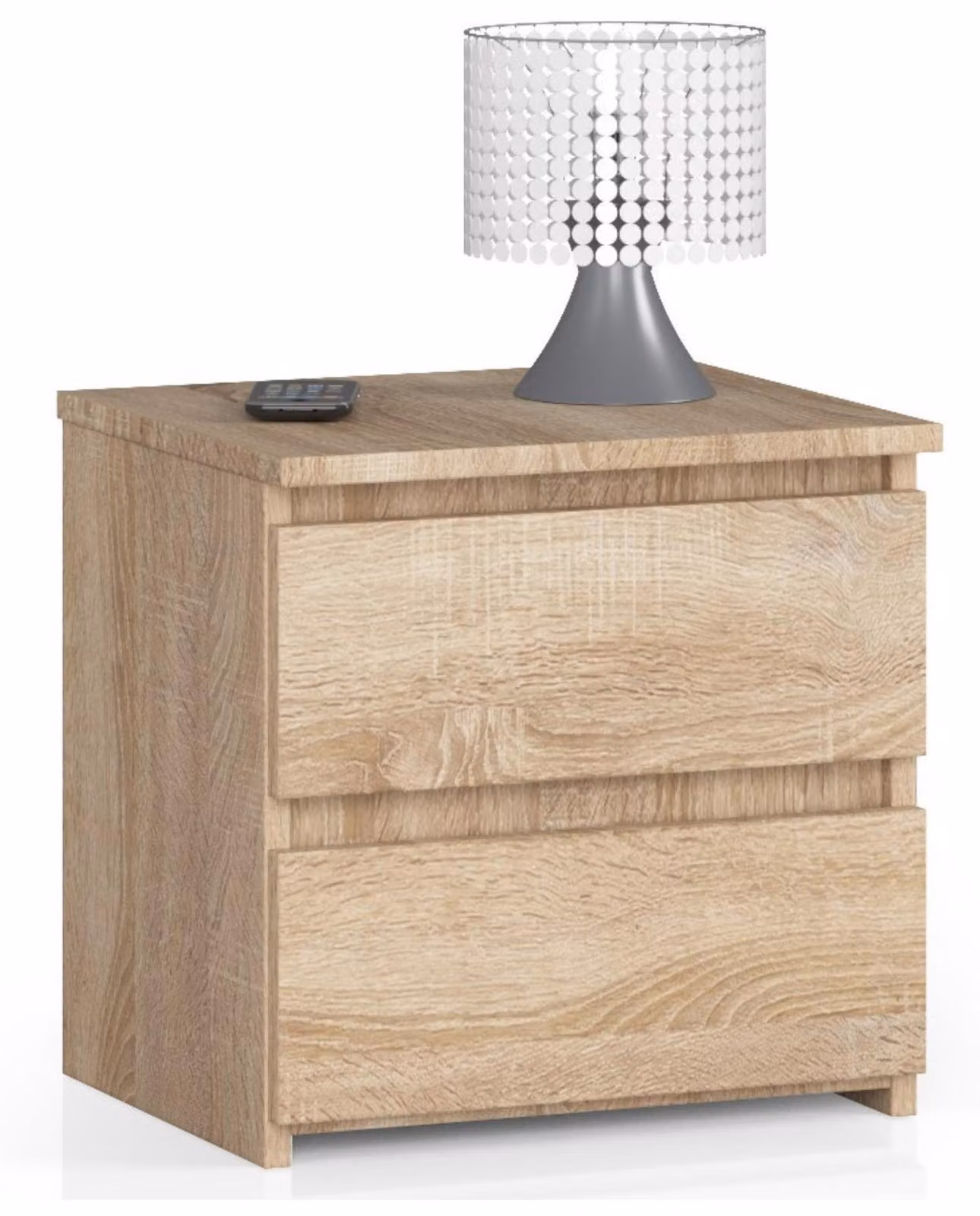 Comodino con 2 cassetti. Organizzatore per comodino. Comodino con cassetti, 40 cm di larghezza, 40 cm di altezza, finitura noce sonoma. Mobile alto, mobile contenitore, armadietto stretto in legno