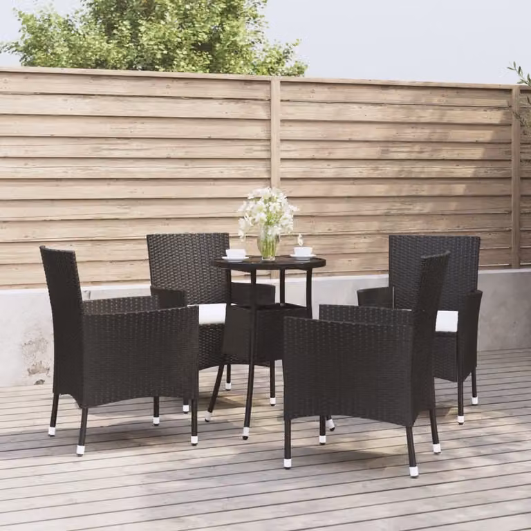 Maison Exclusive - Set da giardino bistrot 5 pezzi con cuscini in polyrattan nero