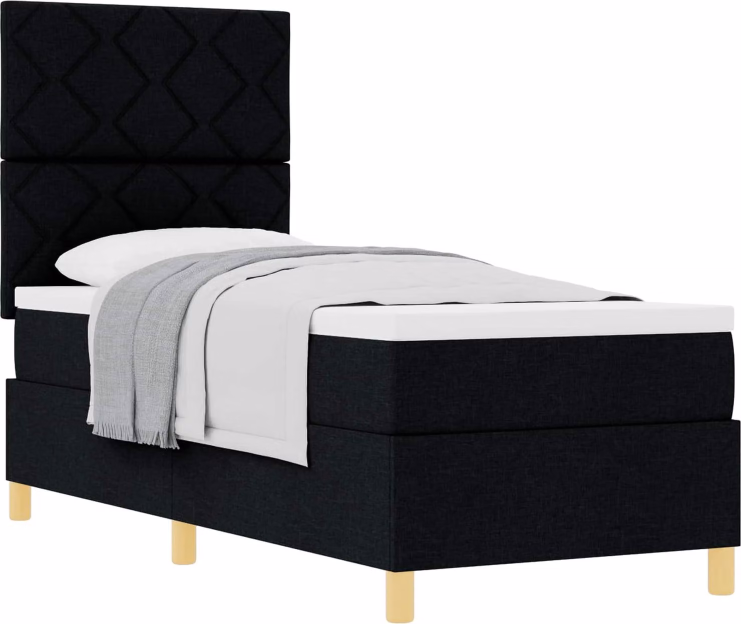 Letto a molle con materasso Nero 80 x 200 cm Tessuto