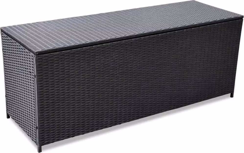 The Living Store Contenitore da giardino Nero 150x50x60 cm Poly Rattan
