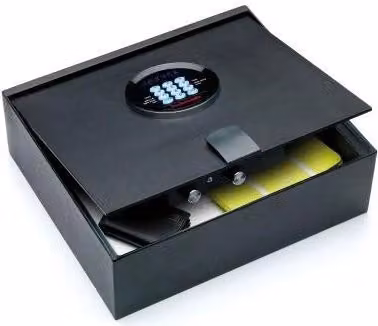 Cassaforte digitale per hotel Technomax con display e pass, colore nero, H: 40 cm, L: 35 cm, P: 14,5 cm