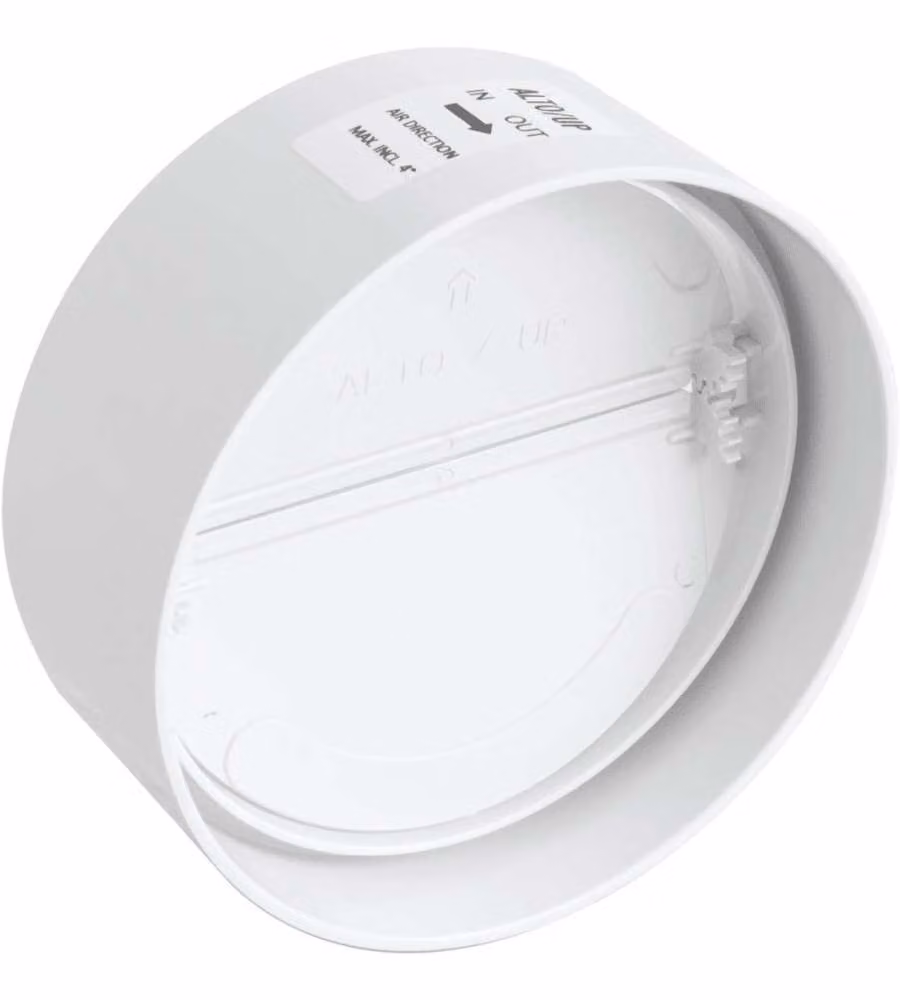La Ventilazione Giunto Antiritorno d.125 mm Bianco con Valvola a Farfalla