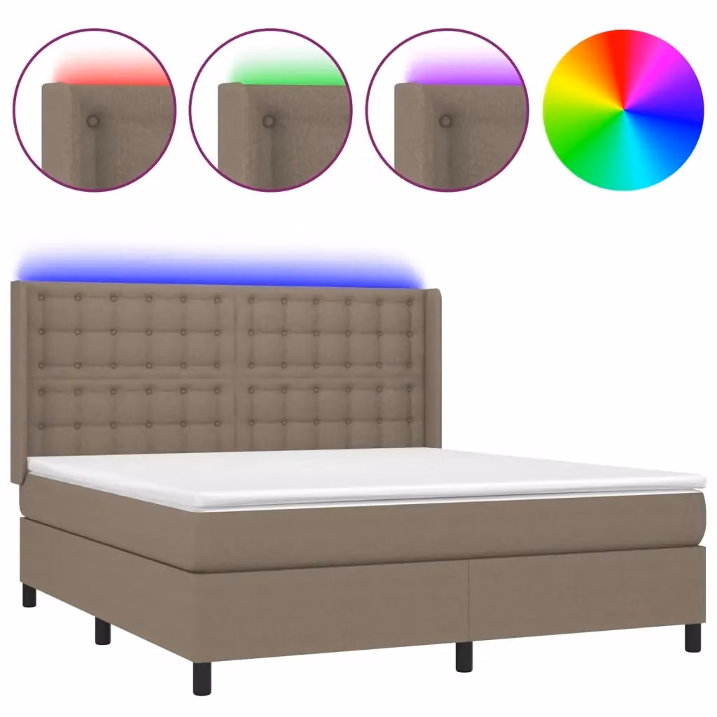 Letto a Molle vidaXL con Illuminazione LED e Porte USB in Tessuto L/P/H: 160 x 200 x 128 cm – 2