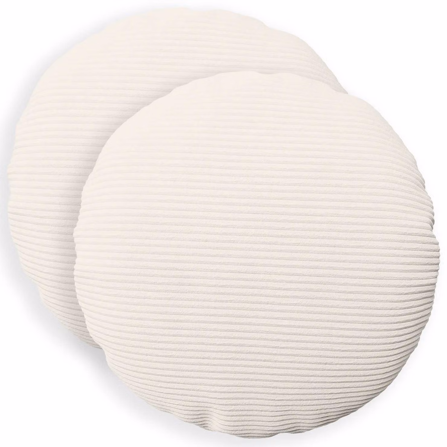Set di 2 federe rotonde vidaXL HEERLEN in velluto a coste color beige, Ø 40 cm