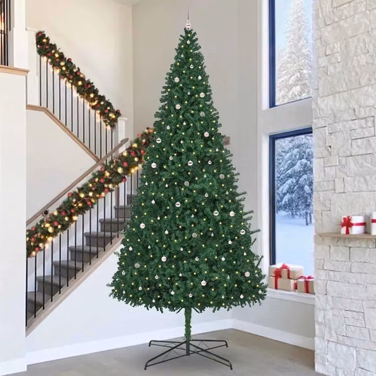 Albero di Natale vidaXL Verde con luci a corda LED bianco caldo in PVC, Altezza: 400 cm