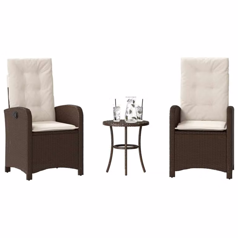 Maison Exclusive - Set da bistrot 3 pezzi con cuscini Marrone Poly Rattan