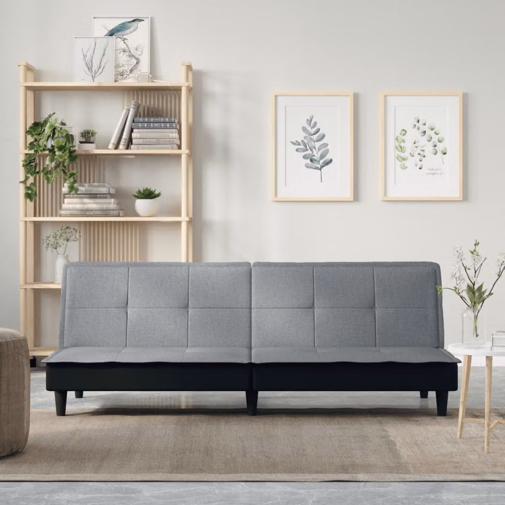vidaXL Divano Letto Moderno in Tessuto Grigio con Struttura in Legno