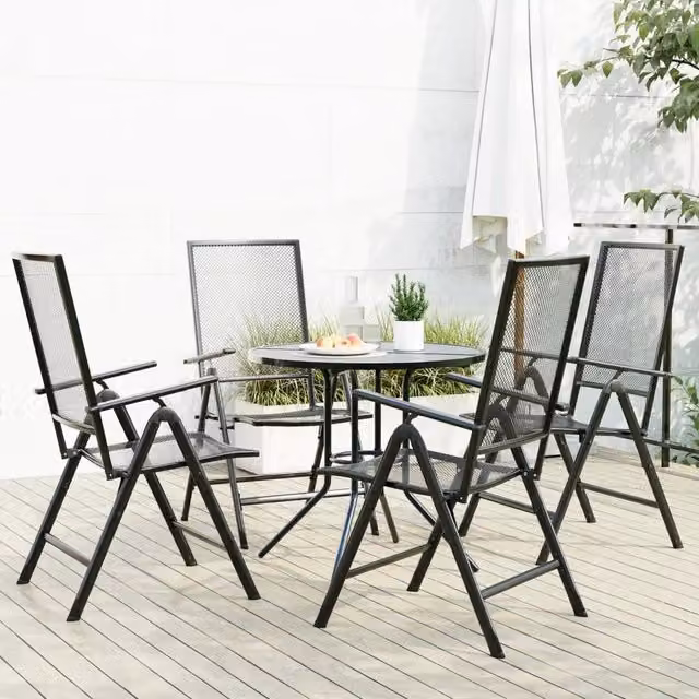 Set Sedie Giardino Reclinabili 5pz Antracite Acciaio Verniciato 3283761