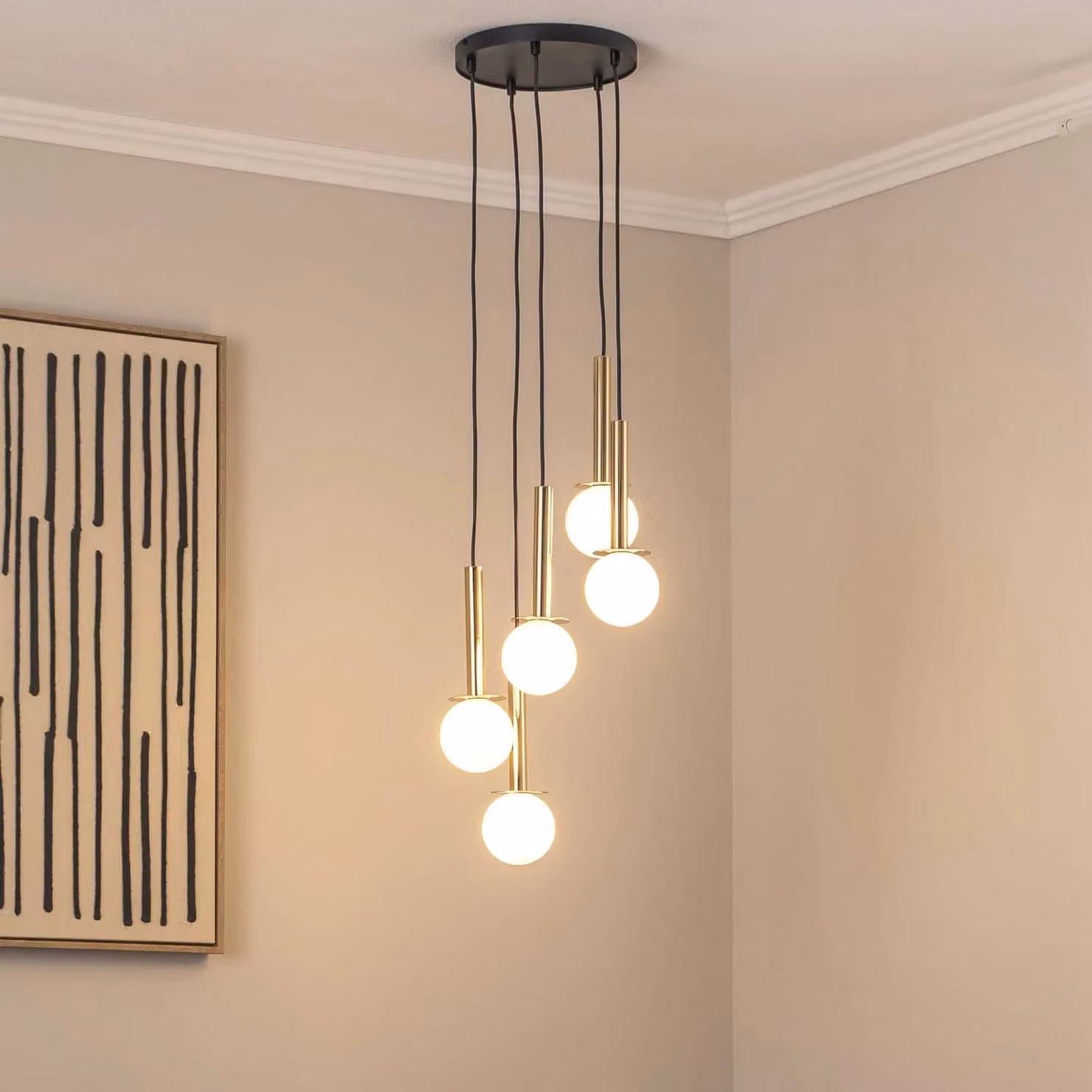 Lampada a sospensione in vetro Daisy SIGMA, dimmerabile, Bianco / Opale, Soggiorno / Sala da pranzo, Metallo, Moderno, Lampada a sospensione