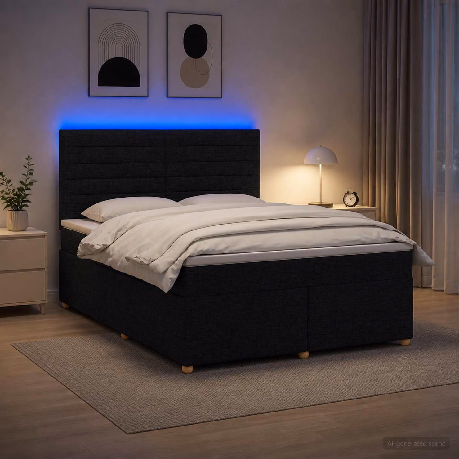 Maison Exclusive - Letto boxspring con materasso nero 140 x 190 cm Tessuto